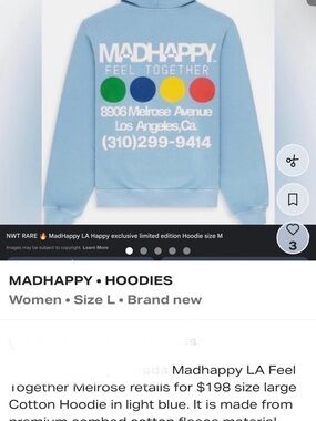 Madhappy Shoreline Blue Hoodie with Multicolor Dot Accent